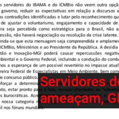 Servidores do Ibama cobram governo Lula e ameaçam parar fiscalização
